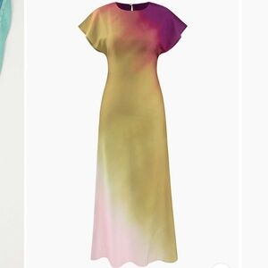 MICAS Tie Dye Satin Cap Sleeve dress